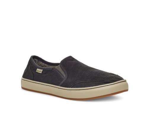 Férfi Sidewalk Surfers - Sanuk Tideline Hemp Slip-on - Sanuk Fekete Cipő QZROMF106